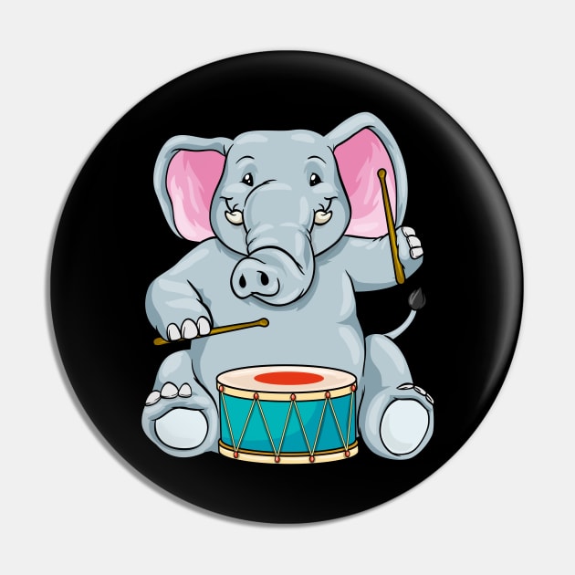 Elephant as musician with drum Pin by Markus Schnabel