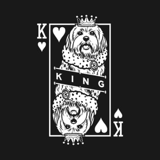 Maltese King Of Hearts Funny Dog Lover Playing Card Pop Art T-Shirt