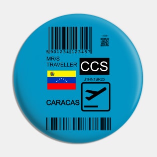 Caracas Venezuela travel ticket Pin