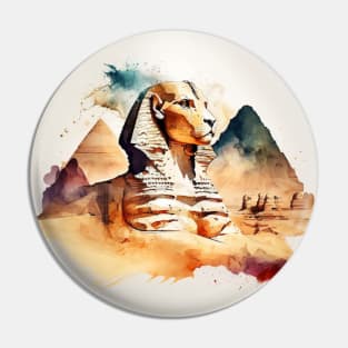 Ancient Sphinx Sci-Fi Watercolor Pin