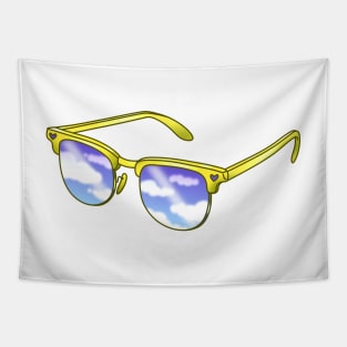 Yellow sunglasses with blue sky lenses Tapestry