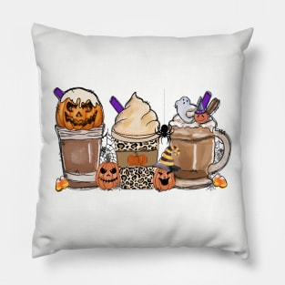 All Jacked up on Caffeine Fall Coffee Latte Halloween Design Pillow