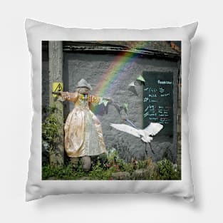 Lady Scarecrow Rainbow Pillow