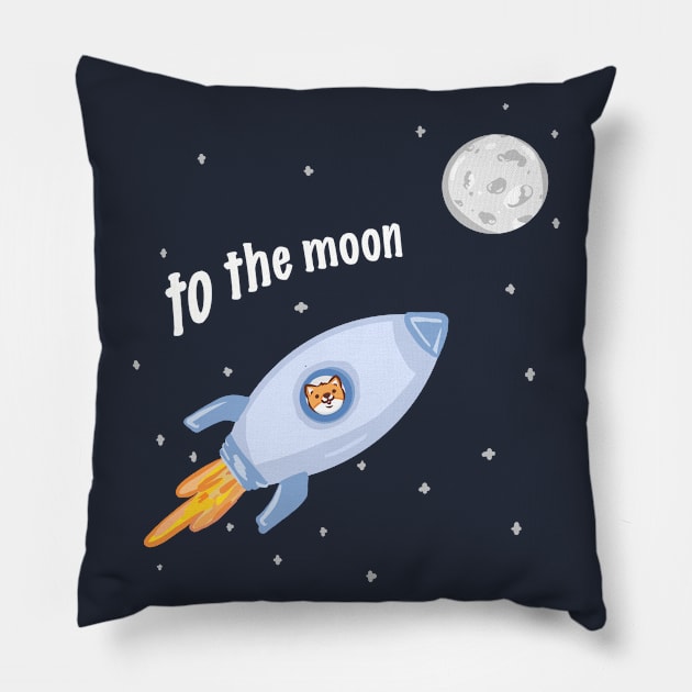 Shiba Inu to the Moon Pillow by RoserinArt