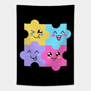 Kawaii Jigsaw Love Tapestry