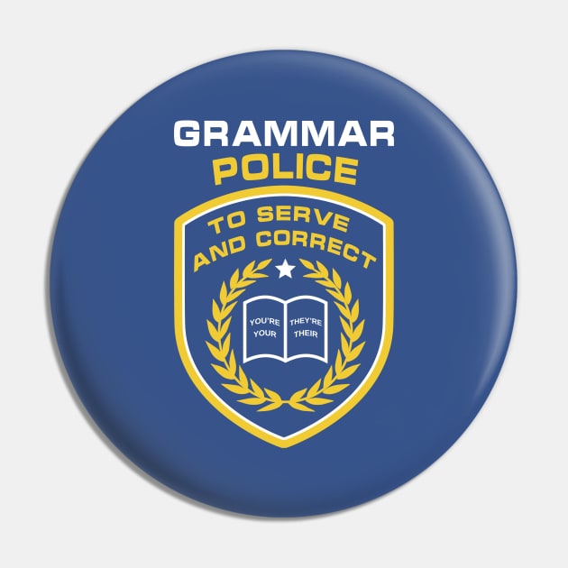 Grammar Police Pin by scribblejuice