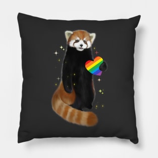 Cute panda with rainbow  heart Pillow