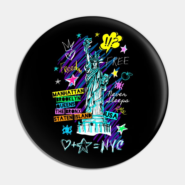 liberty statue New York Pin by Mako Design 