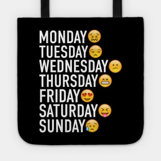 Days of the Week Expressed Through Emojis (White) Tote