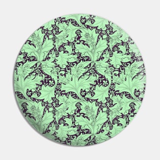 William Morris Wallflower Pattern Green on Purple Pin