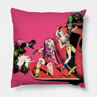 Extraterrestres Nave Espacial Astronautas Futuro Retro Comic Pillow