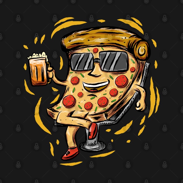 Enjoy pizza with beer by Headskull