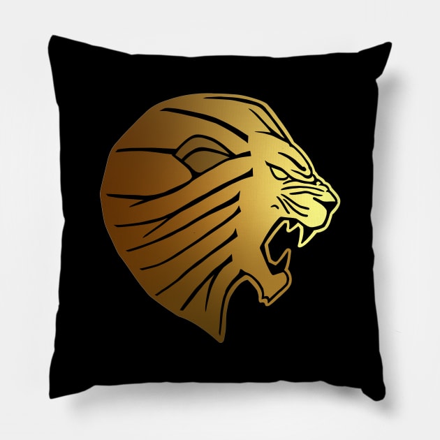 Gold Lion Head Pillow by shaldesign