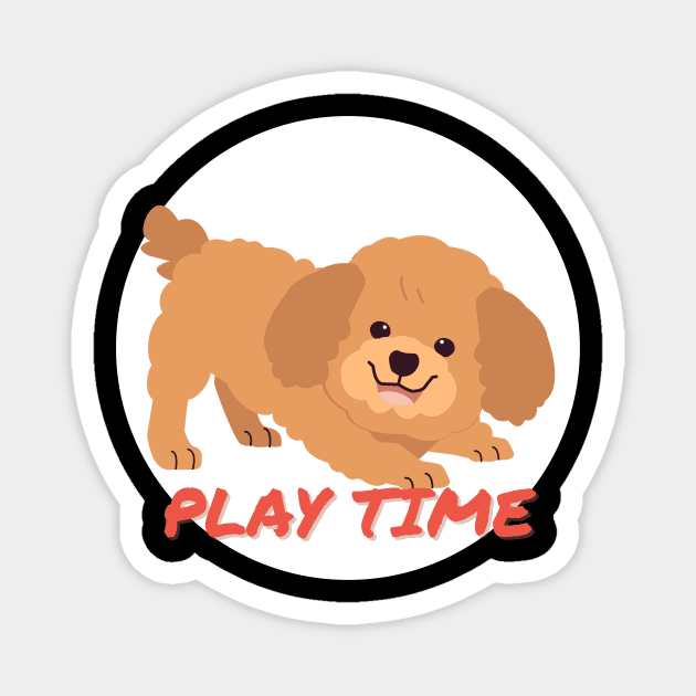 Poodle Play Time Magnet by Sleepy Time Tales