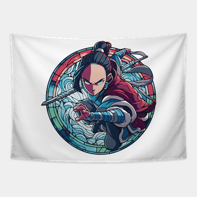 katara water tribe in battle position Tapestry by whatyouareisbeautiful