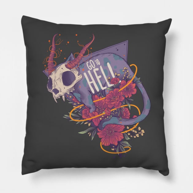 Go to Hell Kitten Pillow by Jess Adams