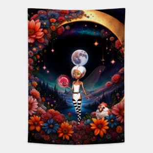 Cute fairy in the moon light. Tapestry