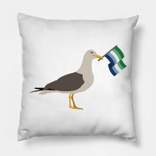 Seagull Holding Gay Male Pride Flag Pillow