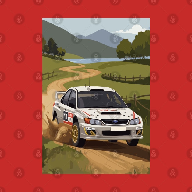 White WRX Rally Car Poster JDM by VENZ0LIC