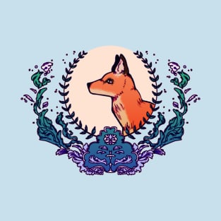Fox in a Decorative Leafy Reed Frame T-Shirt