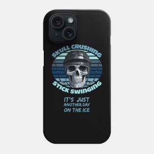 Ice Hockey Skull Crushing - stick swinging Phone Case