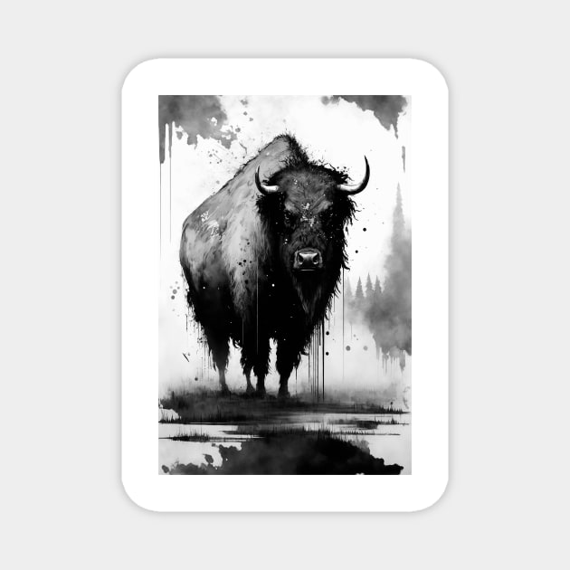 Ink Buffalo Painting Magnet by TortillaChief