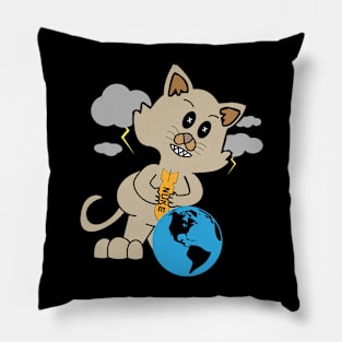 Funny Catastrophe Cat Pillow