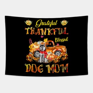 Husky Truck Pumpkin Thankful Grateful Blessed Dog Mom Tapestry