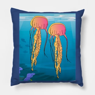 Colorful Luminous Jellyfish Sea Animals Pillow