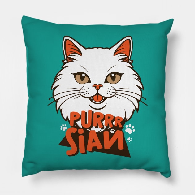 Purrrsian - Funny Persian Cat Pillow by Issho Ni