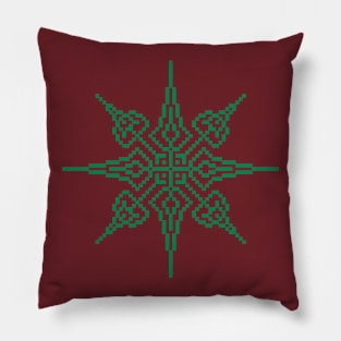 Pixel Green Holiday Snowflake Pillow