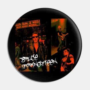 Bruce Springsteen Collage Orange Pin