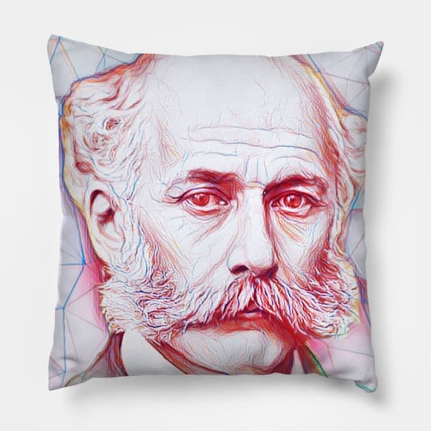 Joseph Bazalgette Portrait | Joseph Bazalgette Artwork | Line Art Pillow by JustLit