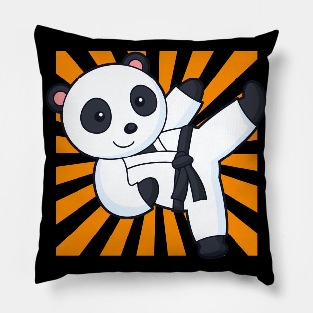 Karate Panda Funny Martial Arts Animal Children Pillow by Foxxy Merch