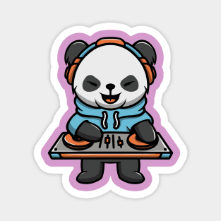 Cute Panda playing DJ Music Magnet