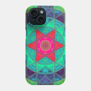 Mosaic Mandala Blue Green and Red Phone Case