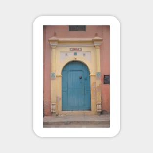 Blue Moroccan door with pink wall Magnet