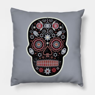 Terciopelo Rojo Skull Socket Mexican Sugar Skull Pillow