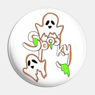 Spooky Ghosts with an orange brim Pin