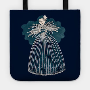 Happy girl with flowers Tote