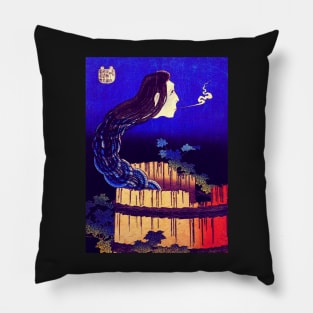 "A woman ghost appeared from a well" by Katsushika Hokusai (1760 - 1849) TECHNICOLOR REMASTERED Pillow