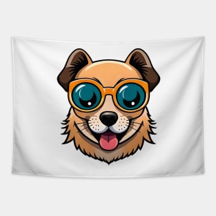 Cute brown dog with glasses Tapestry