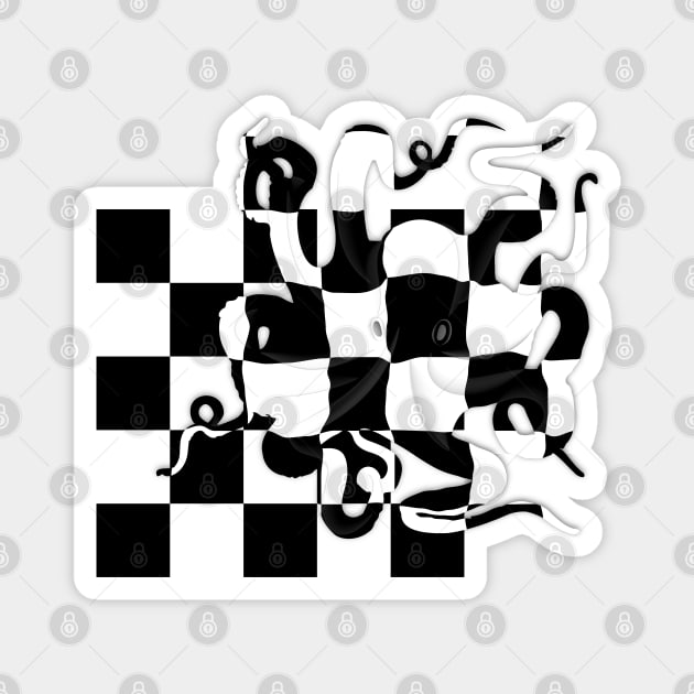 Octopus On Chess Board Magnet by ARTIZIT