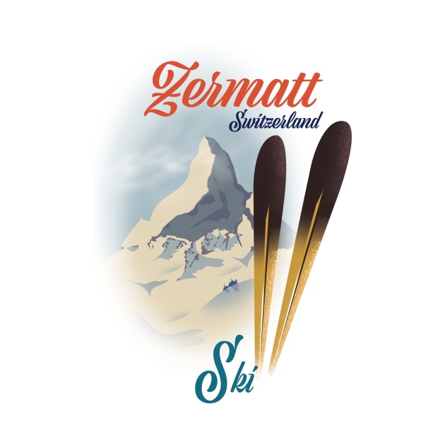 Zermatt Switzerland Ski poster by nickemporium1