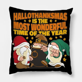 Festive Fusion Celebration Gnomes Pillow