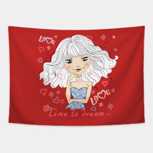 Beautiful fashionable girl dreams Tapestry