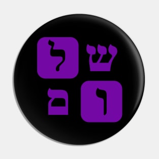 Hebrew Word for Peace Shalom Hebrew Letters Indigo Grid Pin