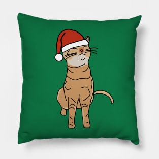 Christmas Kitty Cat in Santa Hat Pillow