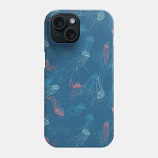 Magnificent jellyfishes dance on living coral sunset Phone Case