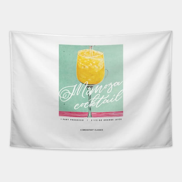 Mimosa Retro Poster A Breakfast Classic Bar Prints, Vintage Drinks, Recipe, Wall Art Tapestry by BetterManufaktur